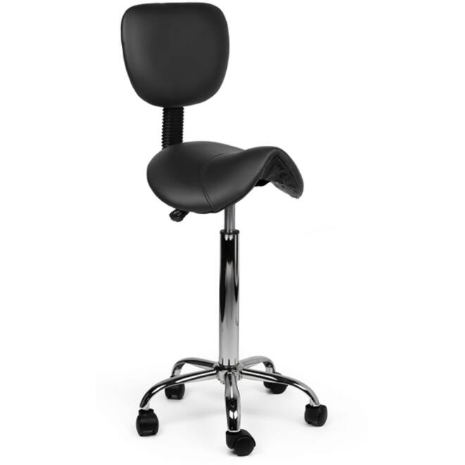 Zadelkruk Office rugleuning hoog harde wielen zw