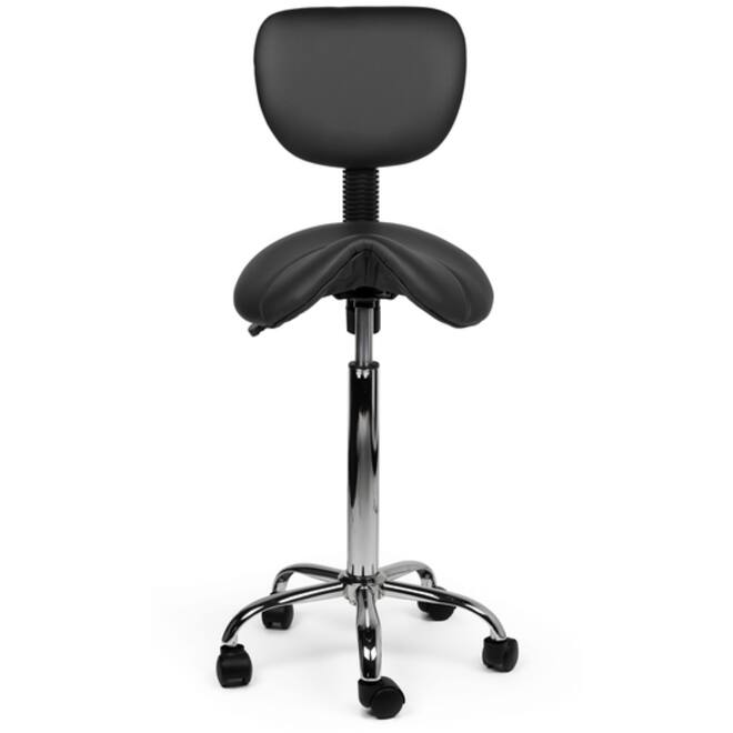 Zadelkruk Office rugleuning hoog harde wielen zw