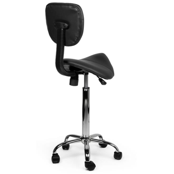 Zadelkruk Office rugleuning hoog harde wielen zw