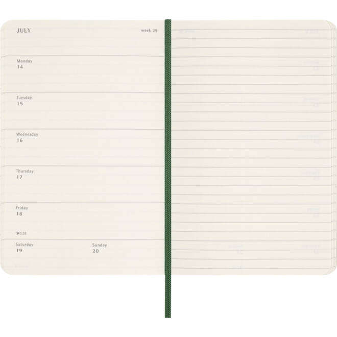 Agenda 2025 Moleskine 12M Planner Weekly 7dagen/1pagina pocket sc myrtle green