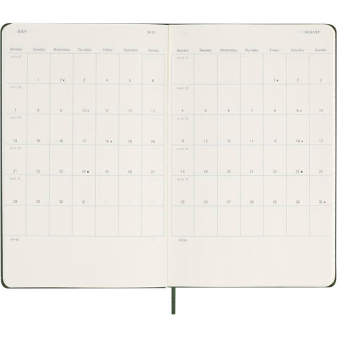 Agenda 2025 Moleskine 12M Planner Weekly 7dagen/1pagina large hc myrtle green
