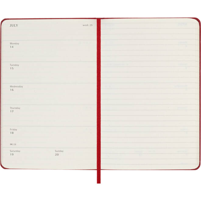 Agenda 2025 Moleskine 12M Planner Weekly 7dagen/1pagina pocket hc scarlet red