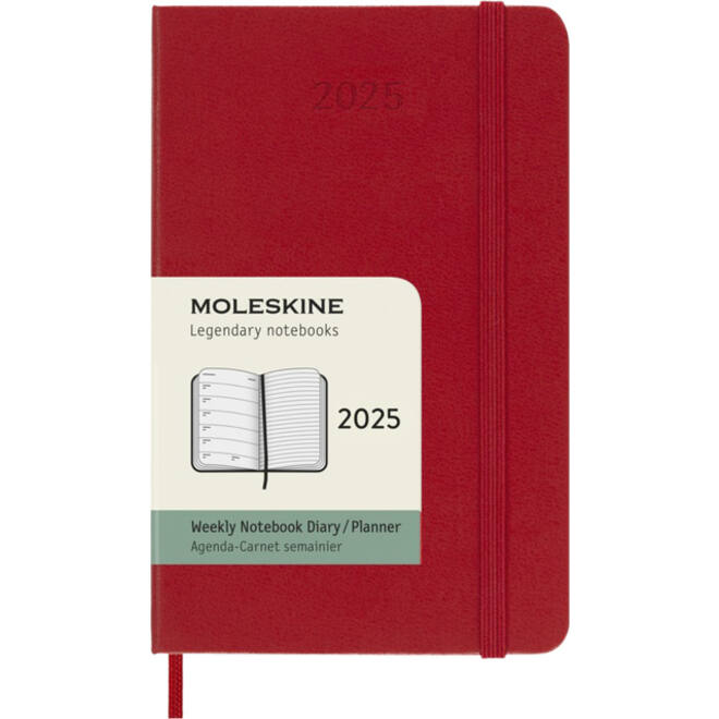 Agenda 2025 Moleskine 12M Planner Weekly 7dagen/1pagina pocket hc scarlet red