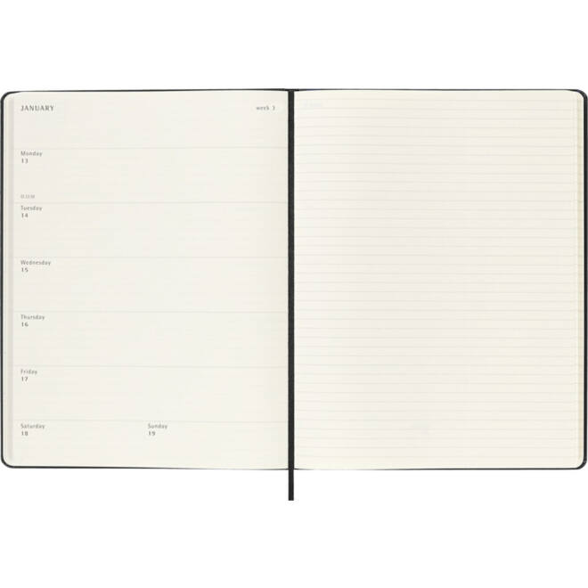 Agenda 2024/2025 Moleskine 18M Planner Weekly 7dagen/1pagina extra large hc black