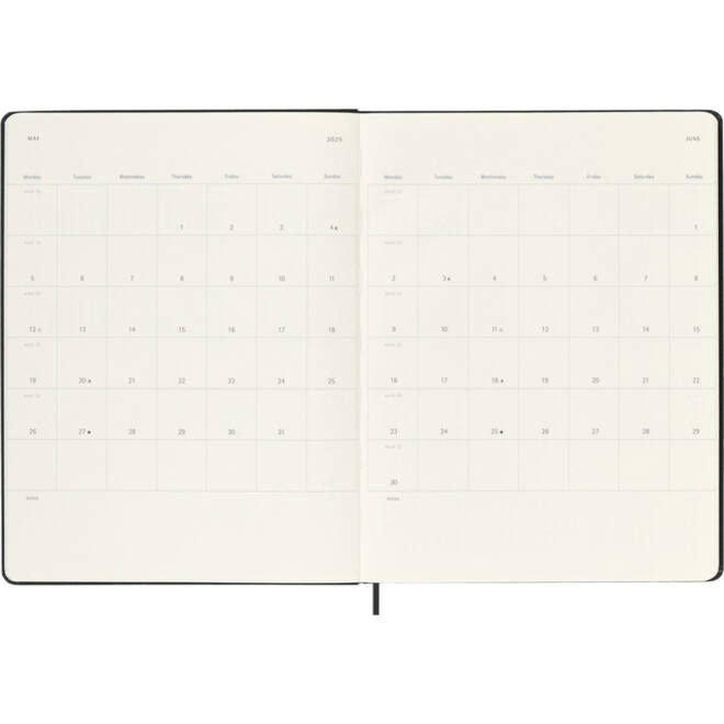 Agenda 2024/2025 Moleskine 18M Planner Weekly 7dagen/1pagina extra large hc black