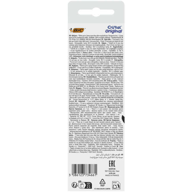 Balpen Bic Cristal medium blauw blister à 5 stuks