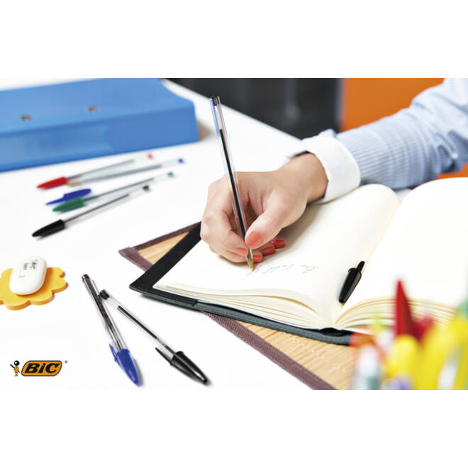 Balpen Bic Cristal medium blauw blister à 5 stuks