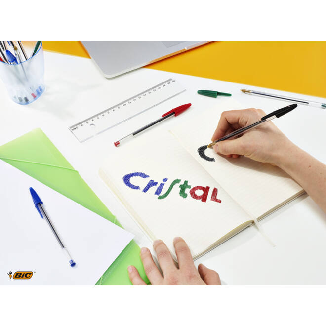 Balpen Bic Cristal medium blauw blister à 5 stuks