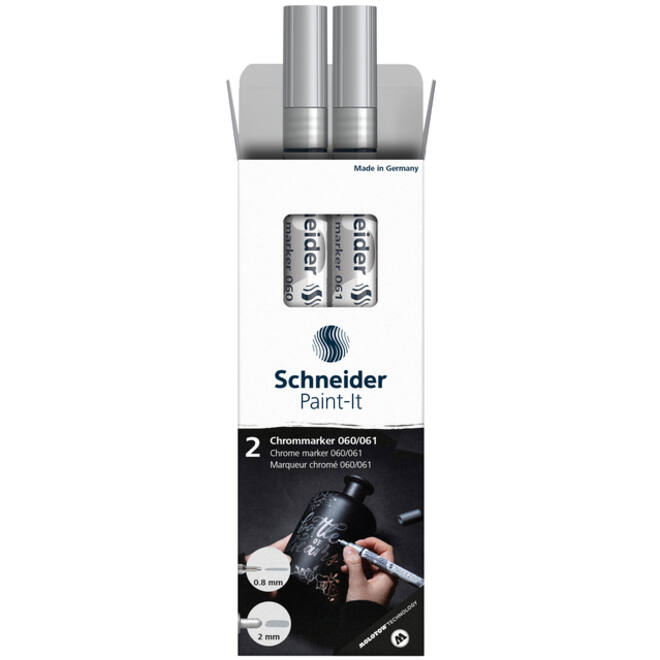 Viltstift Schneider Paint-it 060 - 061 2.0mm en 0.8mm mtl chrome 2st