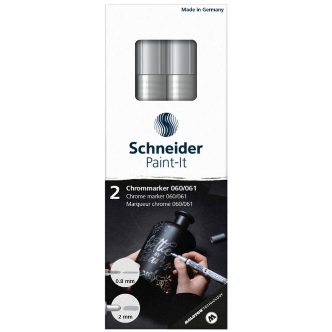 Viltstift Schneider Paint-it 060 - 061 2.0mm en 0.8mm mtl chrome 2st