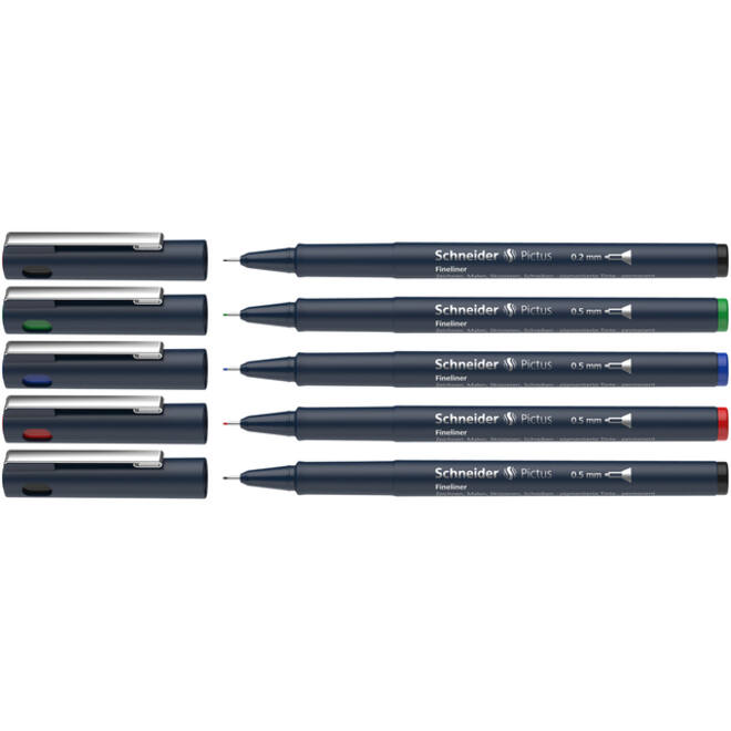 Fineliner Schneider Pictus assorti etui à 5 stuks