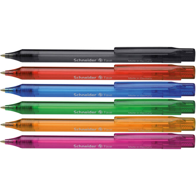 Balpen Schneider Fave medium assorti kleuren schrijfkleur blauw
