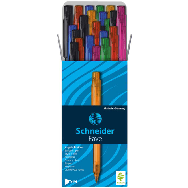 Balpen Schneider Fave medium assorti kleuren schrijfkleur blauw