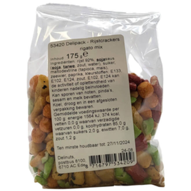 Rijstcrackers Delinuts rigato mix zak 175 gram