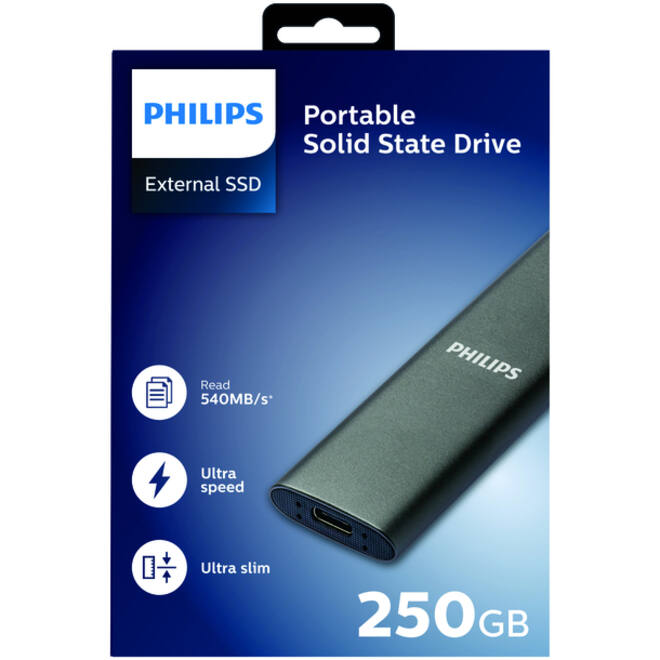 SSD Philips externe 250GB USB-C Grijs