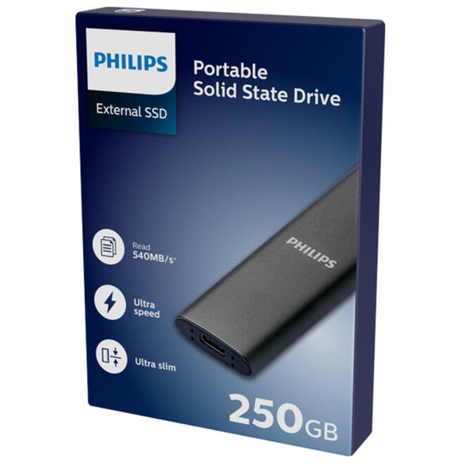 SSD Philips externe 250GB USB-C Grijs