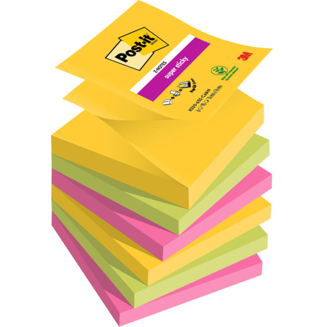 Memoblok Post-it 3M Z-Note R330 Super Sticky 76x76mm Carnival