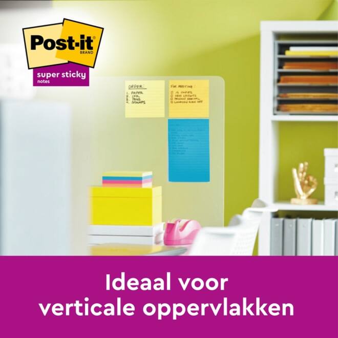Memoblok 3M Post-it XL-LL Super Sticky 101mmx101mm groen met lijn