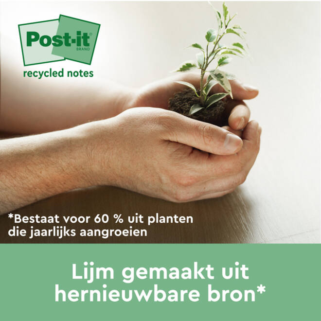 Memoblok 3M Post-it 654 RSSCOL 76x76mm geel 3+1 gratis