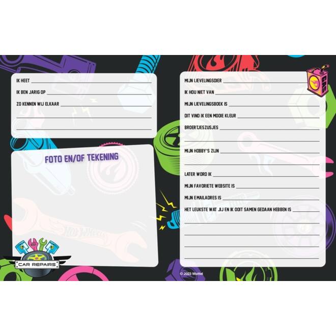 Vriendenboek Interstat Hot Wheels
