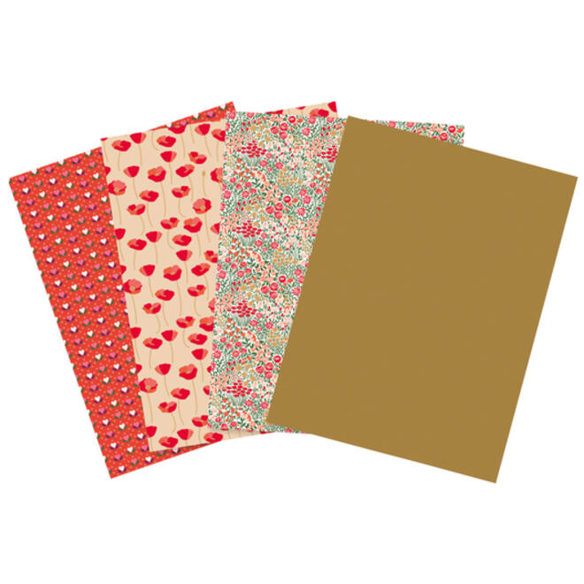Hobbypapier Décopatch 30x40cm set à 4 vel thema Love is in the Meadow