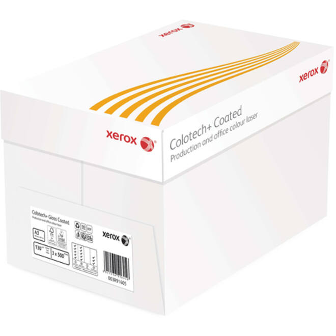 Laserpapier Xerox Colotech+ glossy coated A3 200gr wit 250vel