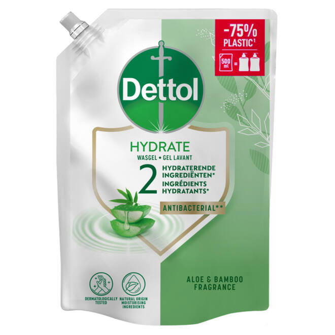 Handzeep Dettol Hydrating Aloe Vera antibacterieël 500ml refill