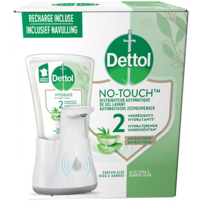 Handzeepdispenser Dettol Hydrating No Touch Kit met zeep 250ml