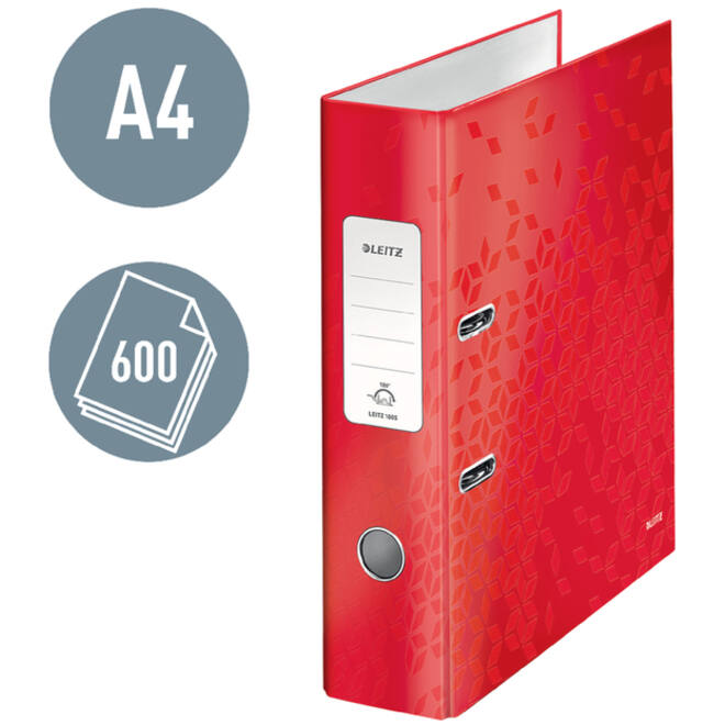 Ordner Leitz WOW 180 gelamineerd 85mm A4 rood