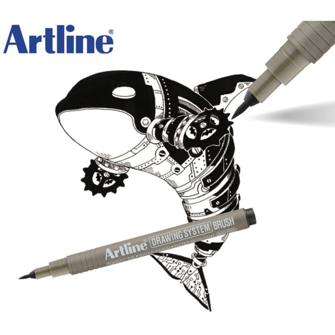 Fineliner Artline technisch brush zwart
