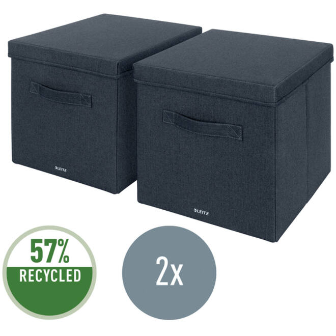 Opbergdoos Leitz gestoffeerd met deksel 330x325x380mm grijs 2 st
