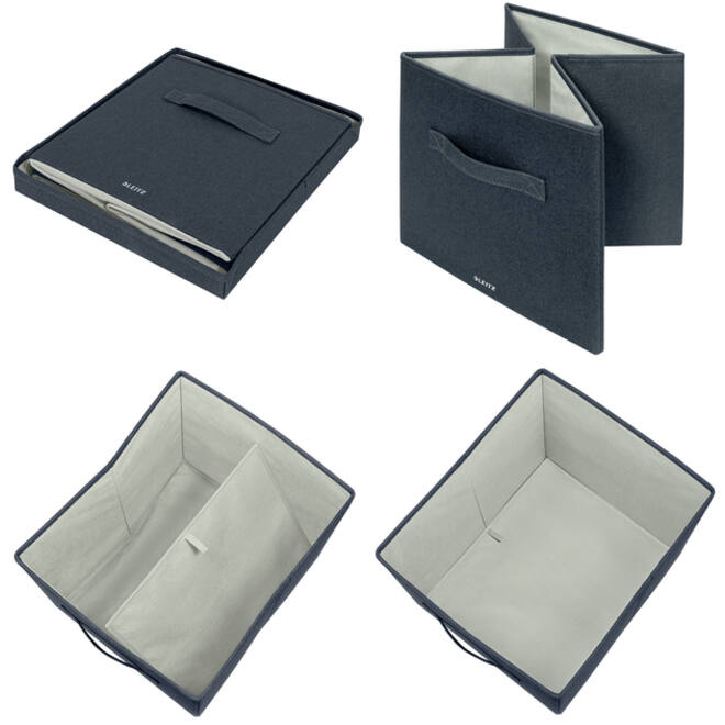 Opbergdoos Leitz gestoffeerd met deksel 330x325x380mm grijs 2 st
