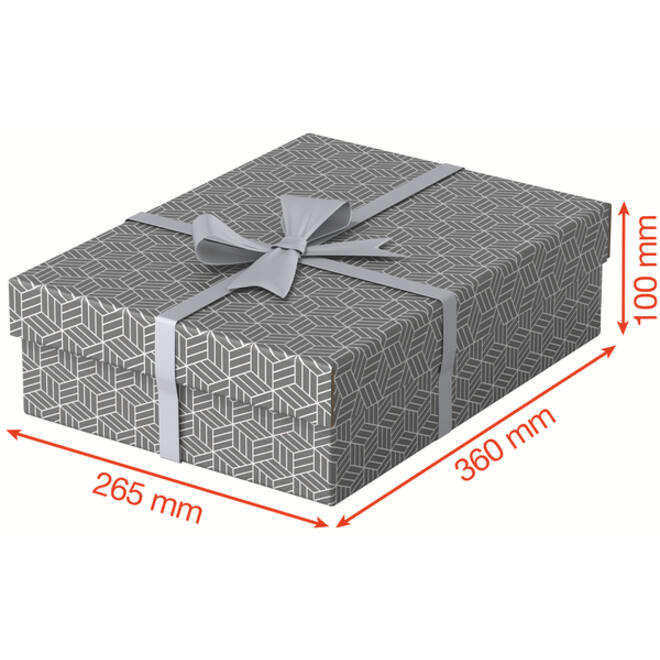 Opberg- en geschenkdoos Esselte home middelgroot 265x100x360mm grijs 3 stuks