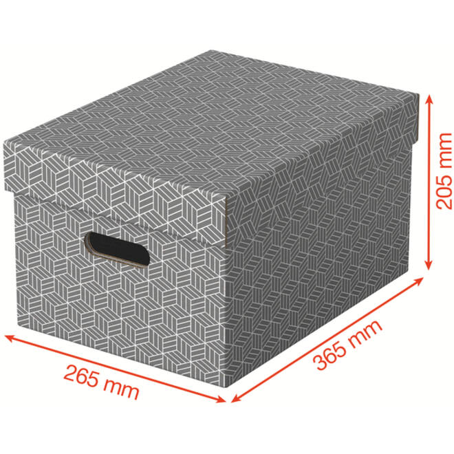 Opbergdoos Esselte home middelgroot 265x205x365mm grijs 3 stuks