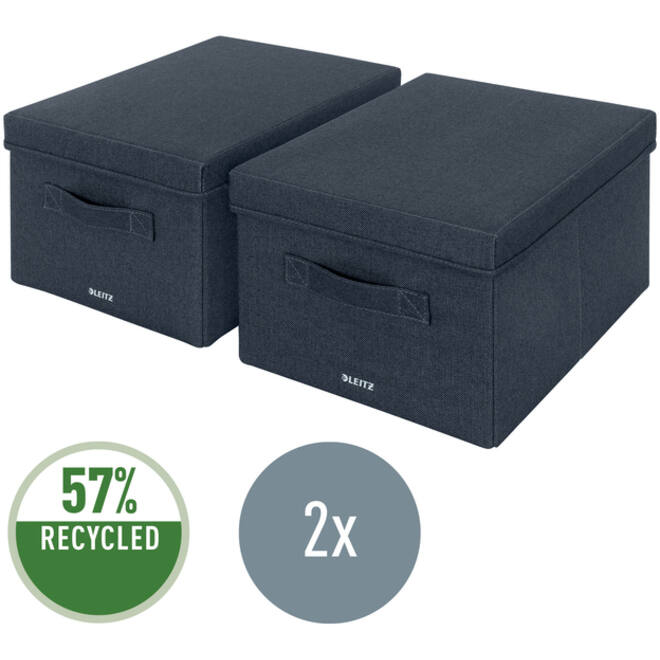 Opbergdoos Leitz gestoffeerd met deksel 285x203x380mm grijs 2 st