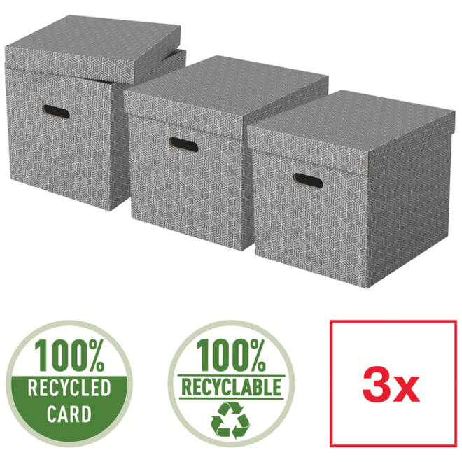 Opbergdoos Esselte home kubus 320x315x365mm grijs 3 stuks