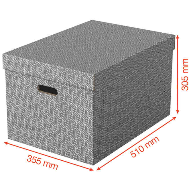 Opbergdoos Esselte home groot 355x305x510mm grijs 3 stuks
