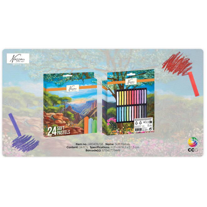 Pastelkrijt Nassau fine art zacht blister 24 stuks assorti