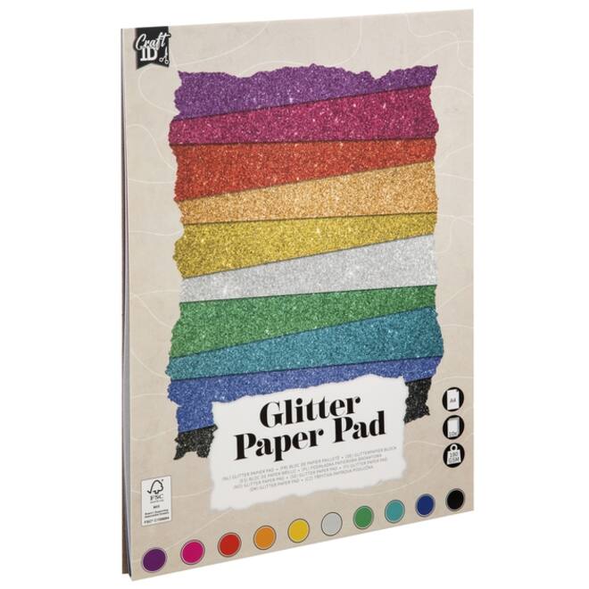 Hobbykarton CarftID glitter 24x34cm 180gr 10 vel 10 kleuren
