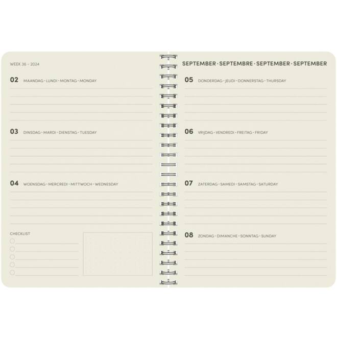 Schoolagenda 2024-2025 Lannoo QC Colour 18maanden 7dagen/2pagina's
