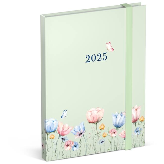 Agenda 2025 Lannoo Flowers watercolour green 7dagen/2pagina's
