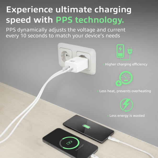 Oplader act 20w 2-poorts usb a+c wit