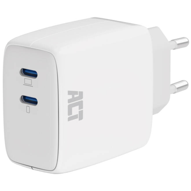 Oplader act 65w 2-poorts usb c wit