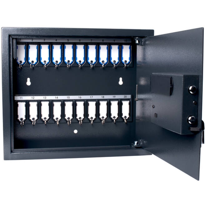 Sleutelkast Pavo high security magnetisch met fingerprintslot 20 haken 350x410x100mm