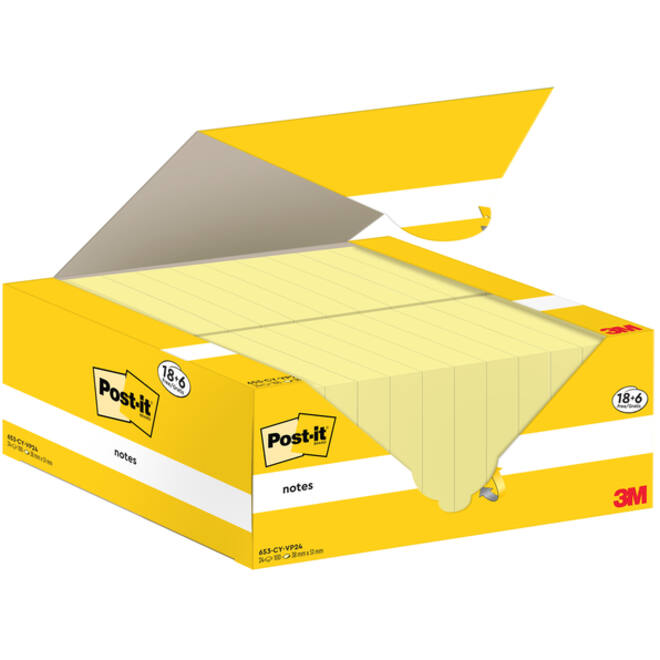 Memoblok 3M Post-it 653-CY 38mmx51mm geel voordeelpak