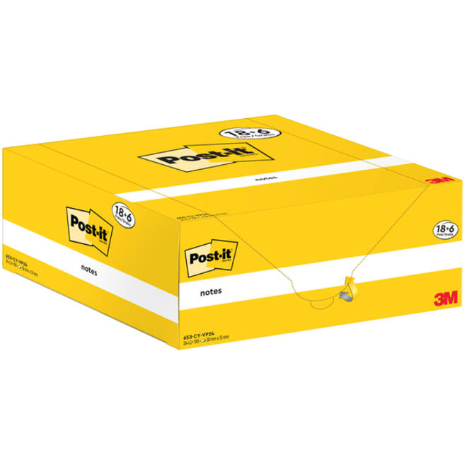 Memoblok 3M Post-it 653-CY 38mmx51mm geel voordeelpak