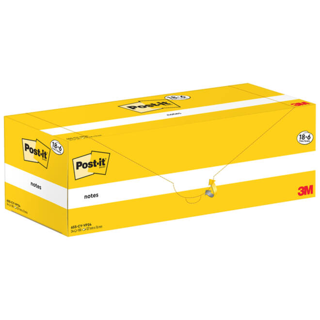 Memoblok 3M Post-it 655-CY 76x127mm geel voordeelpak