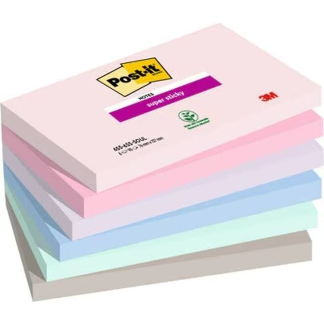 Memoblok 3M Post-it 655-6SS Super Sticky 76x127mm SOUL