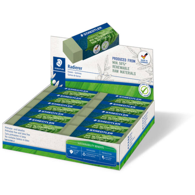 Gum Staedtler Eco 52680 65x23x10mm olijfgroen