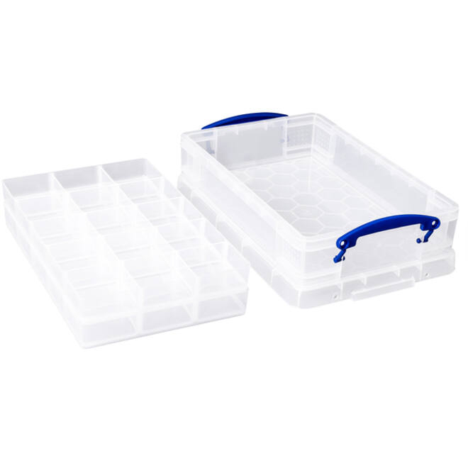 Opbergbox Really Useful 4 liter 30 vakken 395x255x88mm transparant wit